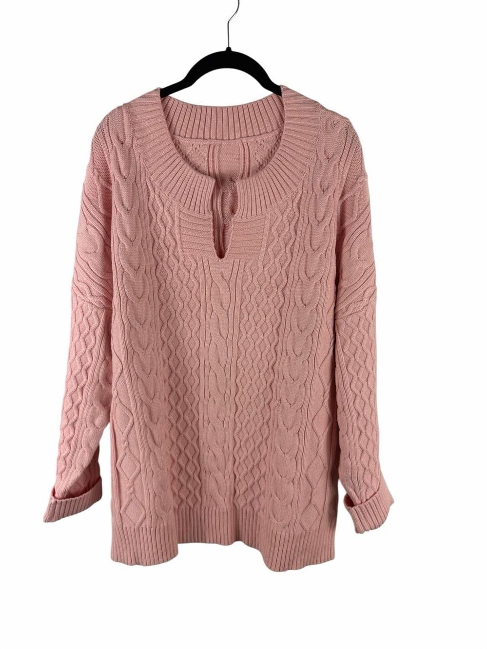 Amazon Pink Oversized Cable Sweater- Size L